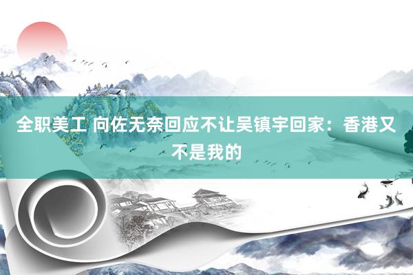 全职美工 向佐无奈回应不让吴镇宇回家：香港又不是我的