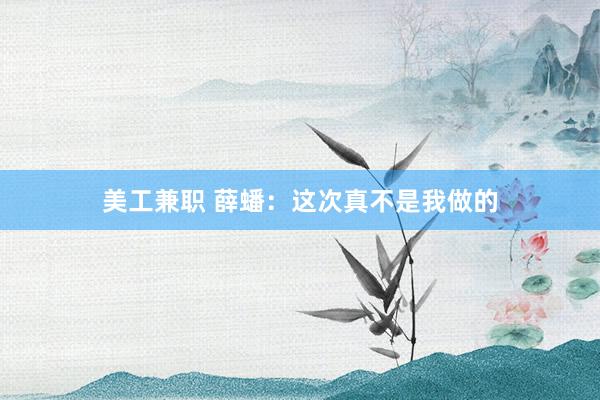 美工兼职 薛蟠：这次真不是我做的